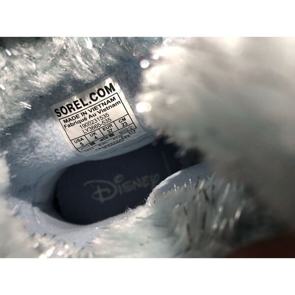 DISNEY X SOREL YOUTH WHITNEY FROZEN ELSA BOOTS FROSTED PURPLE SILVER Sz 5M US/37 - Picture 3 of 16